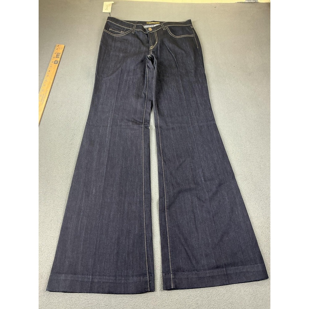 David Kahn Jeans Womens 29 Blue Wide Leg 34 Inseam Dark Wash Stretch Denim
